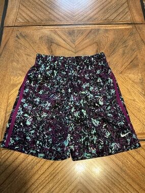 Nike Girl’s Purple and Teal Printed Athletic Shorts